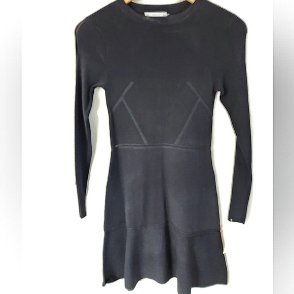 Zara Black Long Sleeve Scuba Knit Mini Dress Size S